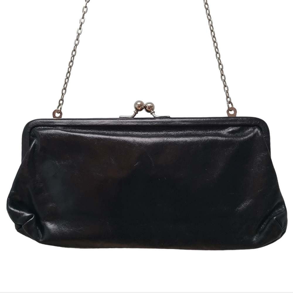 WILSONS LEATHER | Hinged Evening Bag with Silver Chain
